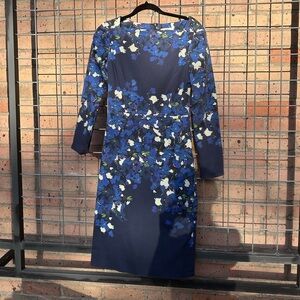 Blue, floral Erdem dress, size 6.